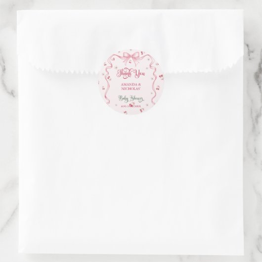 Kers Kabouter Baby Shower Bedankt Ronde Sticker (Tas)