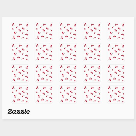 Kers Kersen Vierkante Sticker (Vel)