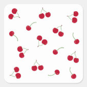 Kers Kersen Vierkante Sticker (Voorkant)