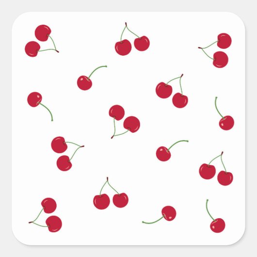 Kers Kersen Vierkante Sticker (Voorkant)