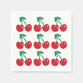 Kers Linocut Blokprint Ontwerp Cocktailservietten Servet