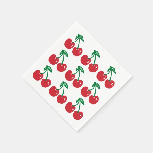 Kers Linocut Blokprint Ontwerp Cocktailservietten Servet (Hoek)