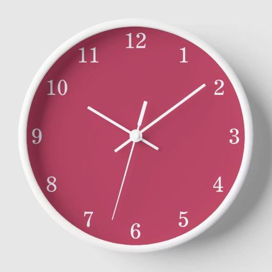 Kers Magentakleurige Minimalistische Wandklok (Voorkant)