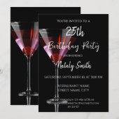 Kers-martini-cocktail op zwart kaart (Voorkant / Achterkant)