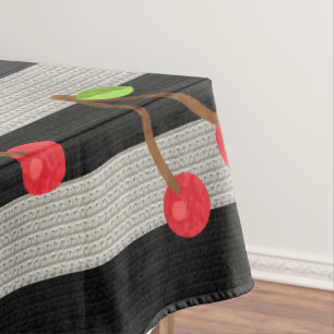 Kers Modern Zwart & Witte Strepen Tafelkleed