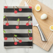 Kers Modern Zwart & Witte Strepen Theedoek (Quarter Fold)