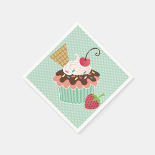 Kers & Munt Verjaardags Cupcake Verjaardags Servet