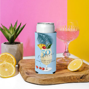 Kers naar Blauwe Cocktail 50e Verjaardagsfeestje Seltzer Blikjeskoeler