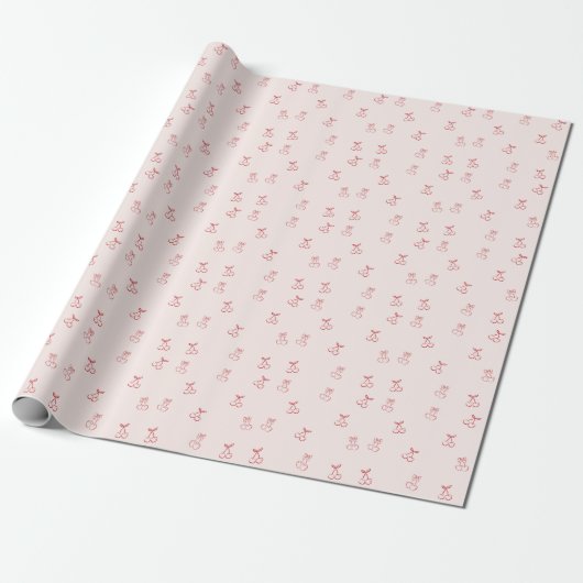 Kers Omtrek Minimalisme Cadeaupapier (Uitgerold)