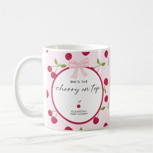 Kers Op Baby Shower Coquette Roze Schattig Koffiemok