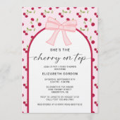 Kers Op Baby Shower Coquette Strik Kaart (Voorkant)