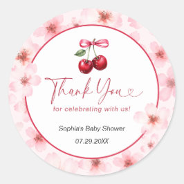 Kers op Baby Shower Kersenbloesem Bedankt Ronde Sticker