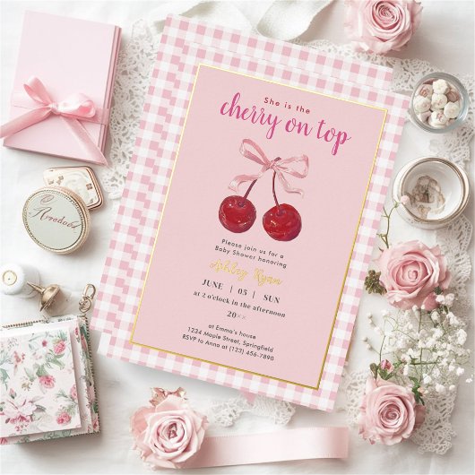 Kers op Baby Shower Uitnodiging