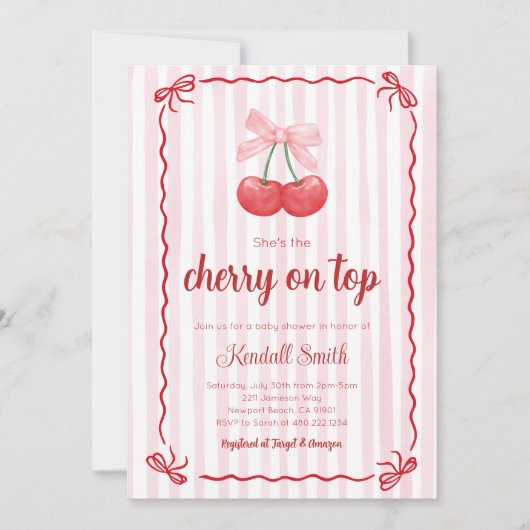 Kers op de baby shower uitnodiging (Voorkant)