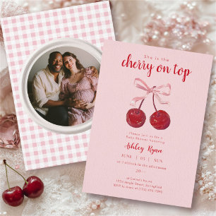 Kers op de baby shower uitnodiging met foto