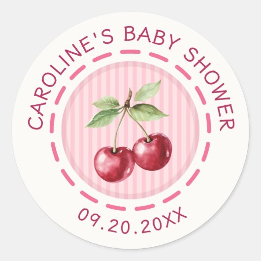 Kers Op De Babyborrel Ronde Sticker (Voorkant)
