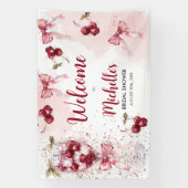 Kers op de Bovenste Boog Cocktail Zomer Bruidsdouc Spandoek (Verticaal)