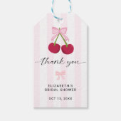 Kers Op De Bruidsshowers Coquette Strik Strepen Cadeaulabel (Voorkant)