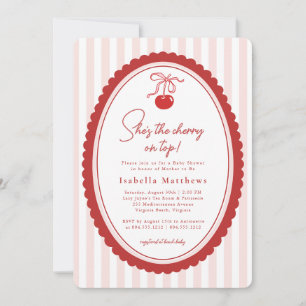 Kers op de Coquette Strik Roze Baby Shower Kaart