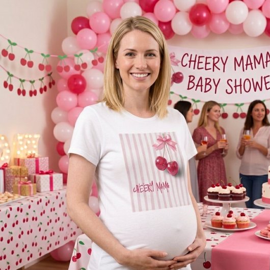 Kers op de Roze Strik Moeder Worden T-shirt