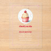 Kers op de Taart Baby Shower Acryl Uitnodigingen (Voorkant)