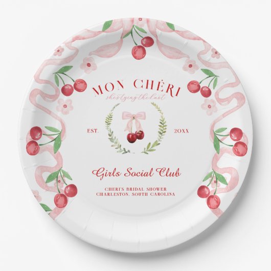 Kers op de Taart | Bruidsfeest Papieren Bordje (Voorkant)