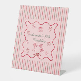 Kers op de Taart Verjaardag Reclamebord Met Voetstuk