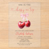 Kers op de Top Baby Shower Acryl Uitnodigingen (Voorkant)