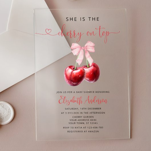 Kers op de Top Baby Shower Acryl Uitnodigingen