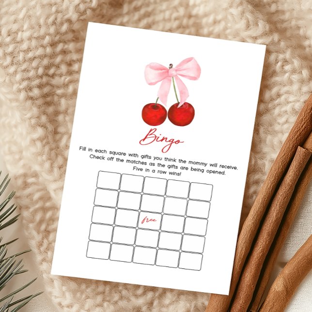 Kers op de Top Baby Shower Bingo Spel (Coquette Cherry on Top Baby Shower Game)