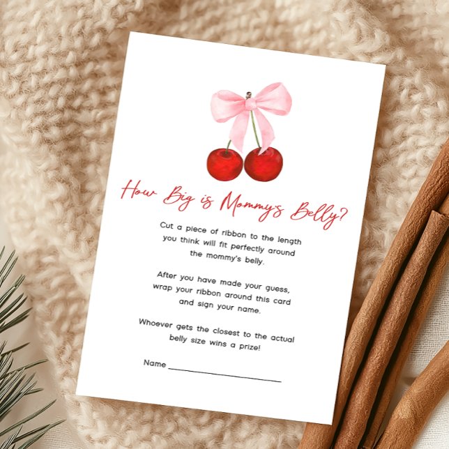 Kers op de Top Baby Shower Hoe Groot Is Spel (Coquette Cherry on Top Baby Shower Game)