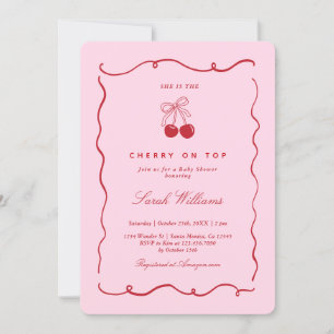 Kers op de Top Baby Shower Meisje Uitnodiging