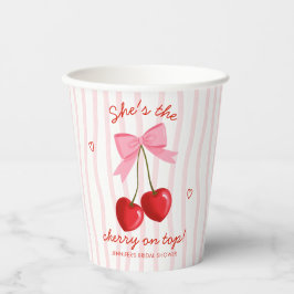 Kers Op De Top Bruidsdouche Mooie Roze Rode Strik Papieren Bekers