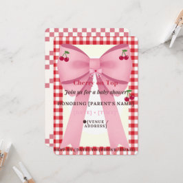 Kers op de Top Coquette Meisje Baby Shower Uitnodi Kaart