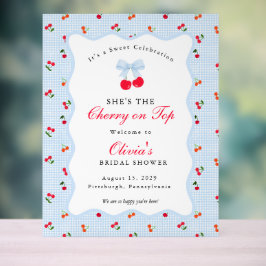 Kers op de Top Coquette Strik Gingham Baby Shower  Acryl Bord
