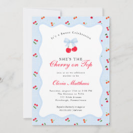 Kers op de Top Coquette Strik Gingham Baby Shower Kaart