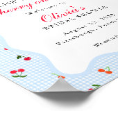 Kers op de Top Coquette Strik Gingham Baby Shower Poster (Hoek)