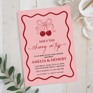 Kers-op-de-top lint meisje babyshower  kaart