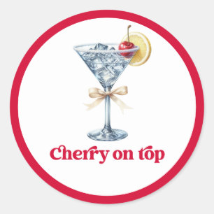 Kers op de Top Retro Martini Verjaardagsfeestje Ronde Sticker
