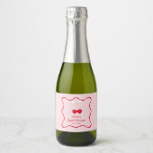 Kers Op De Top Strik Bruiloftsfeest Mini Champagne Sparkling Wijnetiket (Voorkant)