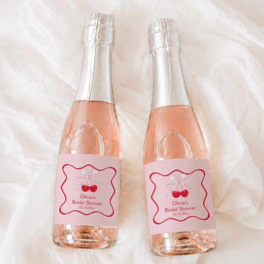 Kers Op De Top Strik Bruiloftsfeest Mini Champagne Sparkling Wijnetiket