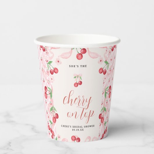 Kers op de top | VRIJGEZELLENFEEST Papieren Bekers (Achterkant)