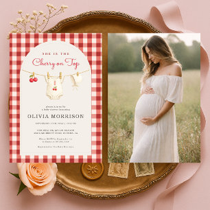 Kers op de Top Waslijn Foto Baby Shower Kaart