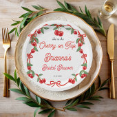 Kers op lint coquette bruidsdouche papieren bordje