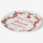 Kers op lint coquette bruidsfeest papieren bordje (Gekanteld)