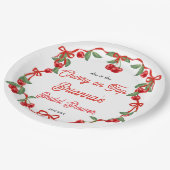 Kers op lint coquette bruidsmeisjesfeest papieren bordje (Gekanteld)