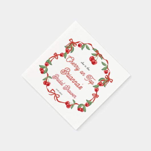 Kers op lint coquette bruidsmeisjesfeest servet (Hoek)