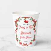 Kers op lint coquette bruidsmeisjesfeestje papieren bekers (Achterkant)