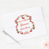 Kers op lint coquette bruiloftsborrel ronde sticker (Envelop)
