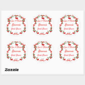 Kers op lint coquette bruiloftsborrel ronde sticker (Vel)